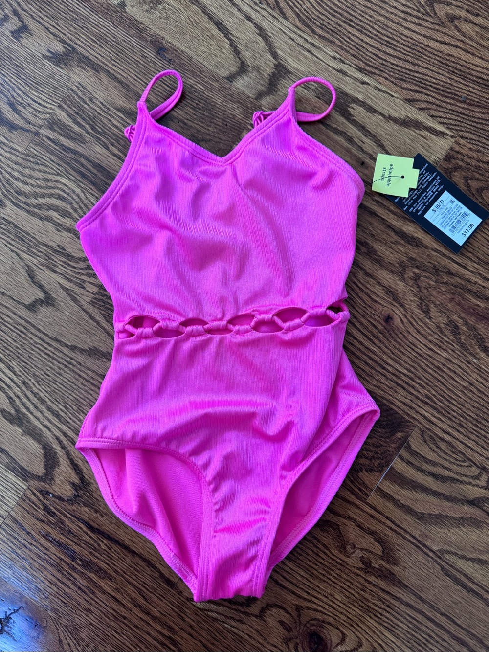 Target Girls' Bright Pink One-Piece Swimsuit with Waist Ring Detail
